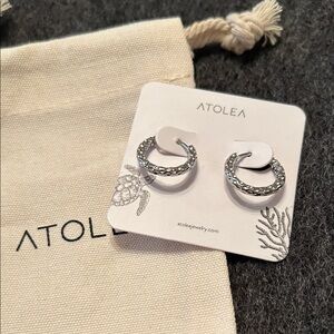 Atolea Jewelry Hammered Hoop Earrings, NWT, silvertone